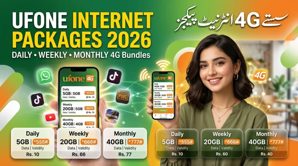 Ufone Internet Packages 2026 — Daily, Weekly & Monthly 4G Bundles