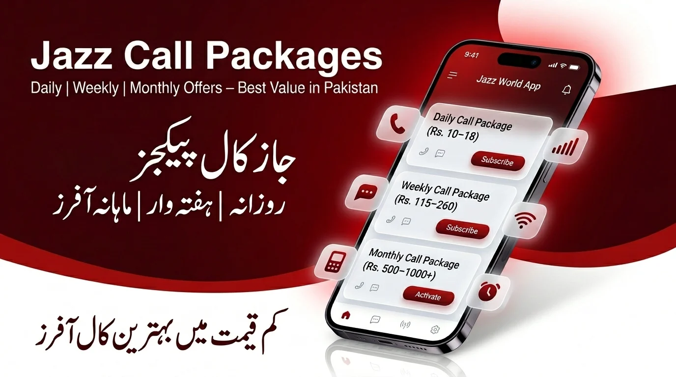 Jazz Call Packages – Daily, Weekly & Monthly Jazz is Pakistan’s largest telecom network with about 74–75 million subscribers and leading 4G coverage. Jazz call packages are important because they offer cheap on-net calling and bundled minutes, making communication affordable for millions of users in Pakistan. Many people remain confused about the correct call package with a high bundle in cheap price. Jazz is the best 4G network that provides unlimited on-net and other net minutes to users. This guide will explain the Jazz call offers daily/weekly and monthly at a low cost by using the USSD codes and SIMOSA Jazz World App. Jazz Daily Call Packages Jazz's daily call packages are short-term bundles designed for users who need calling services for a single day at a low cost.They also help control expenses by avoiding high standard call rates. Daily bundles usually include on-net Jazz minutes/ sometimes off-net minutes and with SMS options. They provide flexible budget-friendly communication for users who want temporary and controlled usage without long-term commitment. Package Name Jazz Minutes Other Minutes SMS Data Validity Price Activation Code Daily Day Bundle Unlimited 0 150 20 Mb 12 AM to 7 PM Rs. 10 *340# Super Daily Call Offer 300 0 0 50 MB 1 Day Rs. 14 *212# Daily Extreme Offer Unlimited 0 0 1 GB 12 AM to 12 PM Rs. 18 *757# Super Bundle 1440 0 50 1 GB 1 Day Rs. 43 *212# Friends Gupshup 250 0 200 1 GB 2 Hours Rs. 17 *556# Jazz Weekly Call Packages Jazz Weekly Friends & Family offer provides an added on-net calling benefit, meaning you can talk to Jazz-to-Jazz friends at cheaper rates or bundled minutes instead of standard charges. This helps frequent callers save money and stay connected with family and close friends for a full week. Some bundles also include bonus Jazz minutes for better affordability. Package Name Jazz Minutes Other Minutes SMS Data Validity Price Activation Code Weekly Super Duper 1,500 50 1,500 6GB 7 Days Rs. 239 *770# Weekly All Network 1,000 60 1,000 1GB 7 Days Rs. 115 *700# Haftawaar All-Rounder 1,000 50 1,000 1 GB 7 Days Rs. 150 *747# Weekly Gupshup 1,000 60 1,000 100 MB 7 Days Rs. 217 *211# Weekly Gupshup plus 1,200 60 1,200 1 GB 7 Days Rs. 260 *211# Jazz Monthly Call Packages Jazz's monthly call packages are best for heavy users because they offer long validity, better cost efficiency, and convenient Jazz 30-day call offers for continuous communication. These bundles are ideal for business users and frequent callers, often including on-net minutes, F&F options, and sometimes hybrid combos with SMS. However, limits apply between on-net and off-net calls, so usage depends on package terms and allocated minutes. Package Name Jazz Minutes Other Minutes SMS Data Validity Price Activation Code Monthly Gupshup Basic 1,000 0 1,000 0 30 Days Rs. 565 *717# Monthly Super Duper 3,000 300 3,000 10 - 15 GB 30 Days Rs. 1,043 *706# Mahana Bachat Offer 300 50 1,000 6 GB 30 Days Rs. 434 *614# Monthly All-Rounder 200 0 1,500 5 GB 30 Days Rs. 499 *2000# Mera Package 1,000 0 0 1 GB 30 Days Rs. 100 *699# Monthly Hybrid Offer 10,000 100 25,00 4 GB 30 Days Rs. 545 *430# Monthly Gupshup 2,000 0 0 0 30 Days Rs. 652 *717# New Monthly Gupshup 2,000 100 200 0 30 Days Rs. 782 *718# Monthly Gupshup plus 3,000 300 3,000 0 30 Days Rs. 1,000 *718# How to Activate Jazz Call Packages You can activate the Jazz call package by using many methods as: Using USSD Codes Open the dial pad on your mobile phone Enter the specific Jazz USSD code for the call package you want Press the call button and wait for the menu to appear Select your desired package by replying with the given number Confirm your subscription when prompted After successful activation, you will receive an SMS confirmation. Make sure you have a sufficient balance before activating any Jazz call package. Using Jazz App Open the Jazz World App Log in with your Jazz number Go to the “Bundles” or “Offers” section Select the “Call Packages” option Browse available daily, weekly, or monthly call offers Choose your required package and open the details Tap on the “Subscribe” or “Activate” button Confirm your purchase Wait for the confirmation SMS that your package is activated. Conclusion Jazz is the largest used network in Pakistan that provides a lot of Jazz and other call minutes at a very low cost. You can activate daily/ weekly and monthly Jazz call packages by using the USSD codes and the Jazz app. You can also unsubscribe from the package by Jazz app. Jazz packages start from Rs. 10 onward and provide a lot of Jazz and other off-net minutes. If you face any problem in the Jazz network, you can also complaint by Jazz customer support and the Jazz app. FAQs How can I activate a Jazz call package? You can activate a Jazz call package by using the USSD and Jazz app. How can I check remaining Jazz call minutes? You can check remaining minutes by: Dialing the Jazz bundle inquiry code (varies by package) Using the Jazz World App Receiving SMS updates after each call usage Can Jazz call packages be used on other networks? Yes, some Jazz packages also give the other off-net minutes. Most Jazz call packages are mainly for on-net Jazz-to-Jazz calls, while off-net minutes are limited or included in higher-value packages. Why is my Jazz call package not activating? If your Jazz package is not activating, it may be due to: Insufficient balance Wrong USSD code Package already active Network issue
