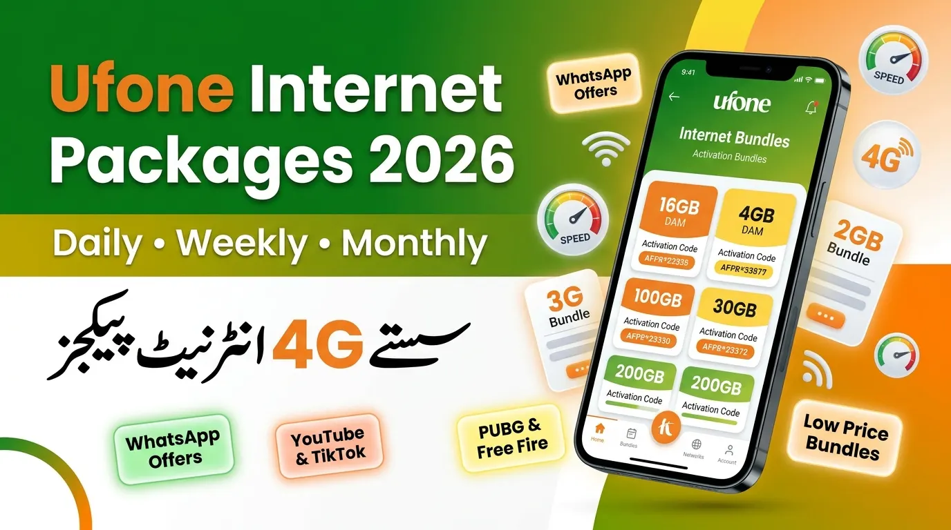 Ufone Internet Packages 2026 — Daily, Weekly & Monthly 4G Bundles